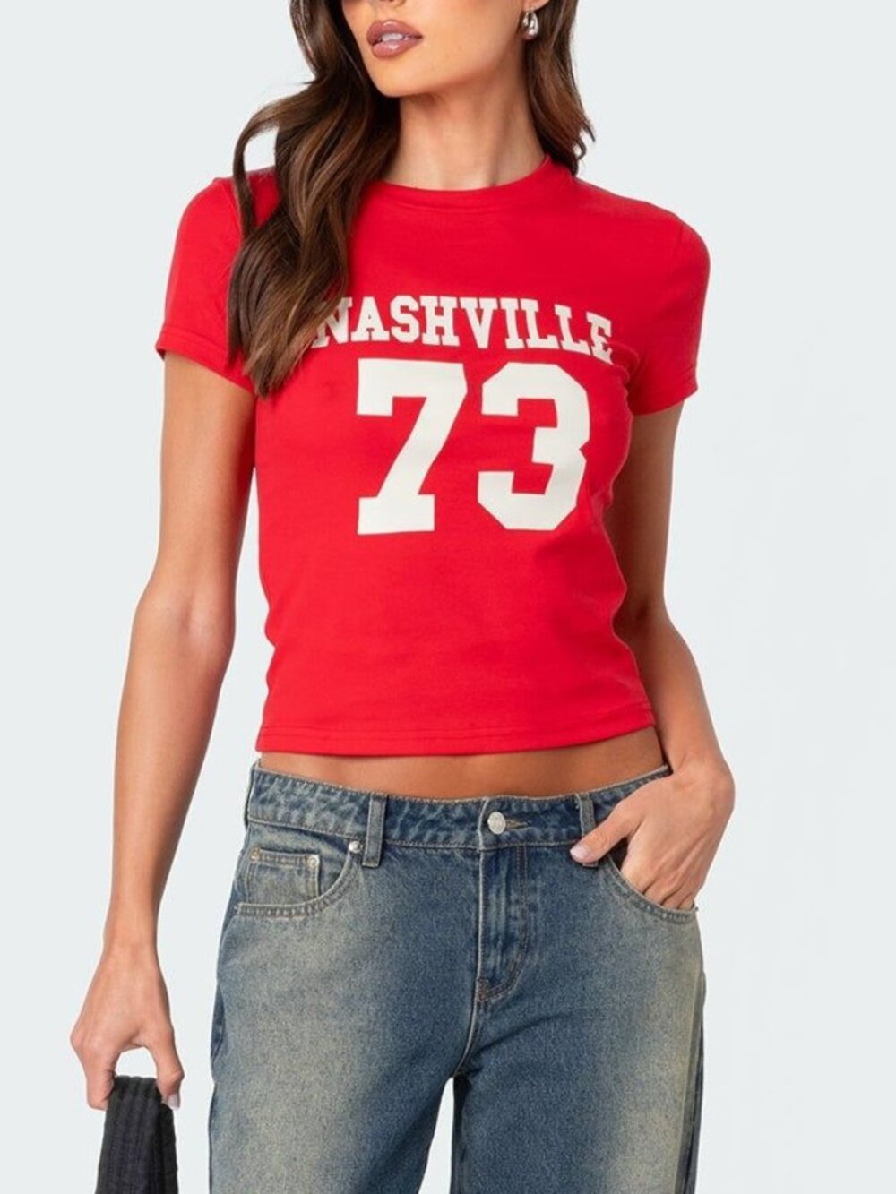 dikted Red Nashville 73 Graphic Baby Tee XS